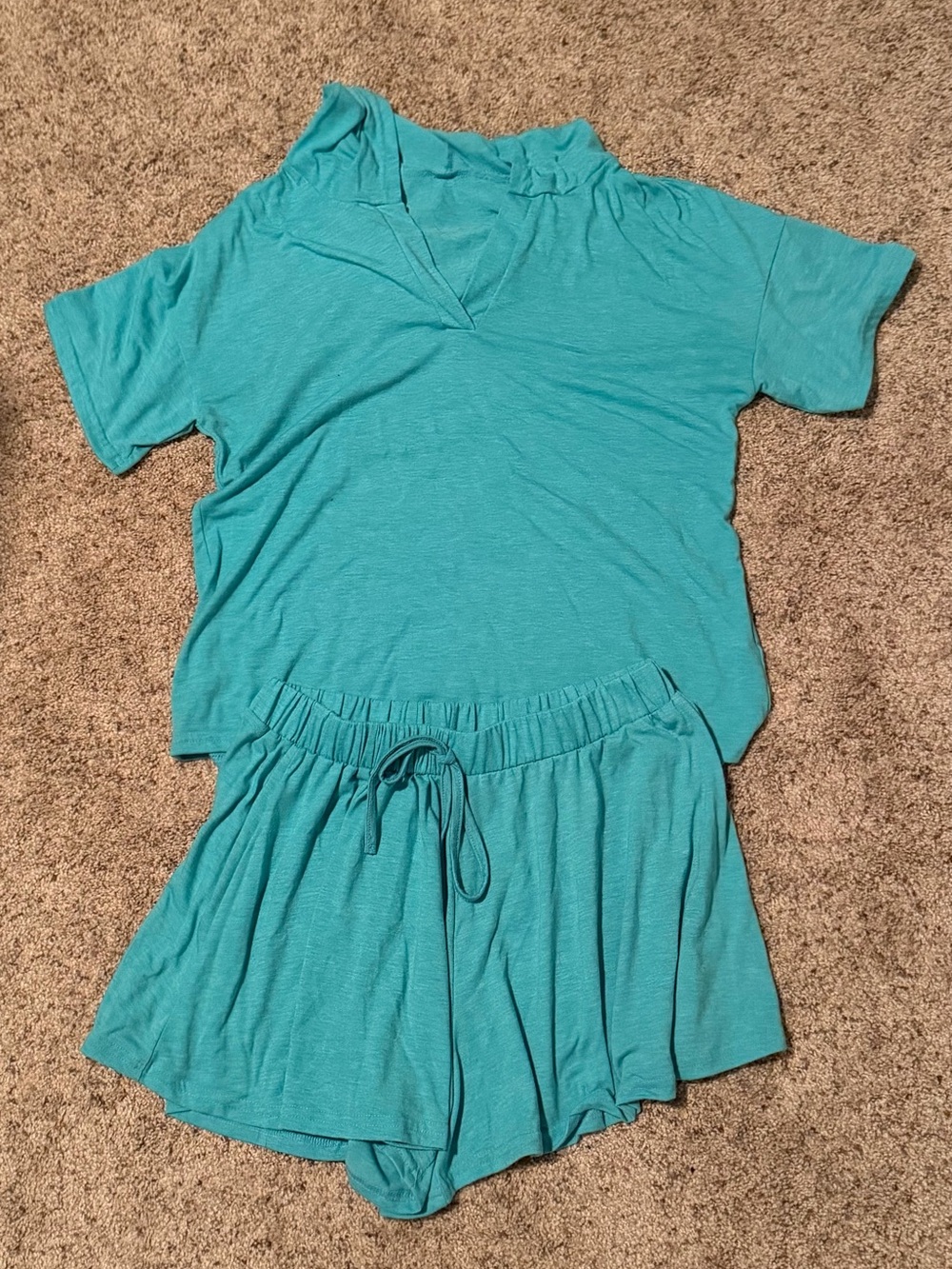 Women’s Teal Short Sleeve Top & Shorts Set